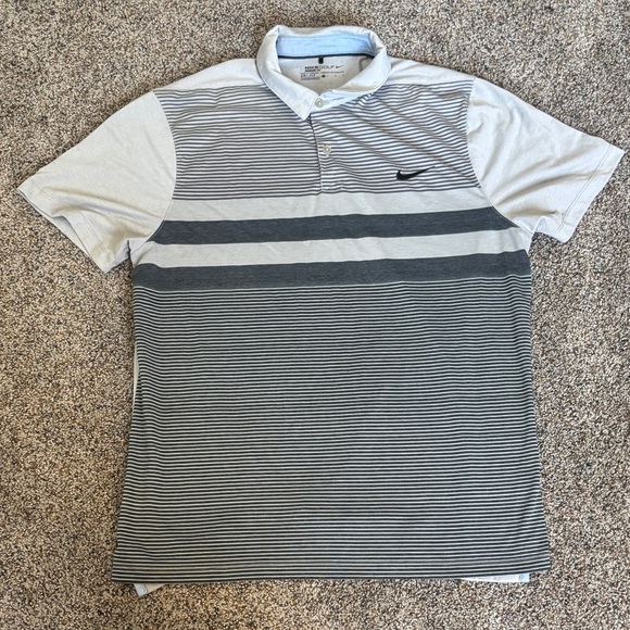 Nike Other - Nike Golf Dri Fit Men’s Gray Striped Polo Shirt size large modern fit used